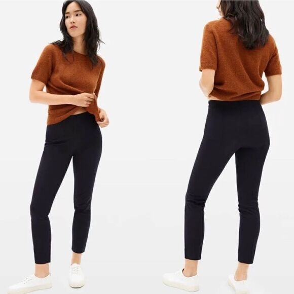 Everlane The Side Zip Stretch Cotton Pant Cropped Skinny Black 10 - Picture 1 of 8